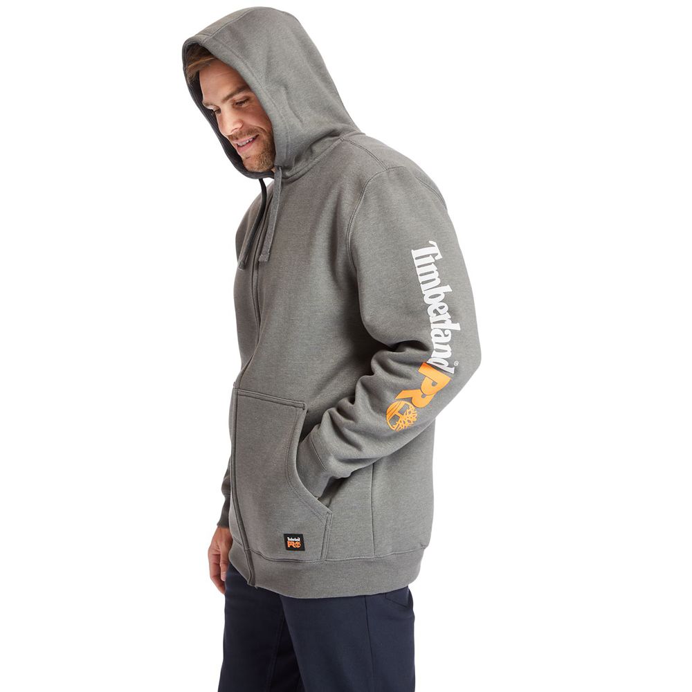 Timberland Mens Sweatshirts PRO® Big & Tall Hood Honcho Full-Zip Hoodie - Grey - India DF1203965